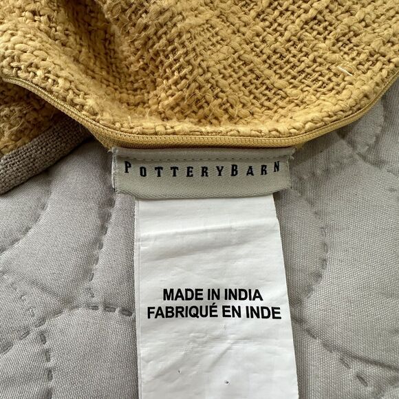 Pottery Barn Pillow Sham Cover Cotton Woven Euro Yellow Gold 20” Square Coastal - Picture 7 of 10